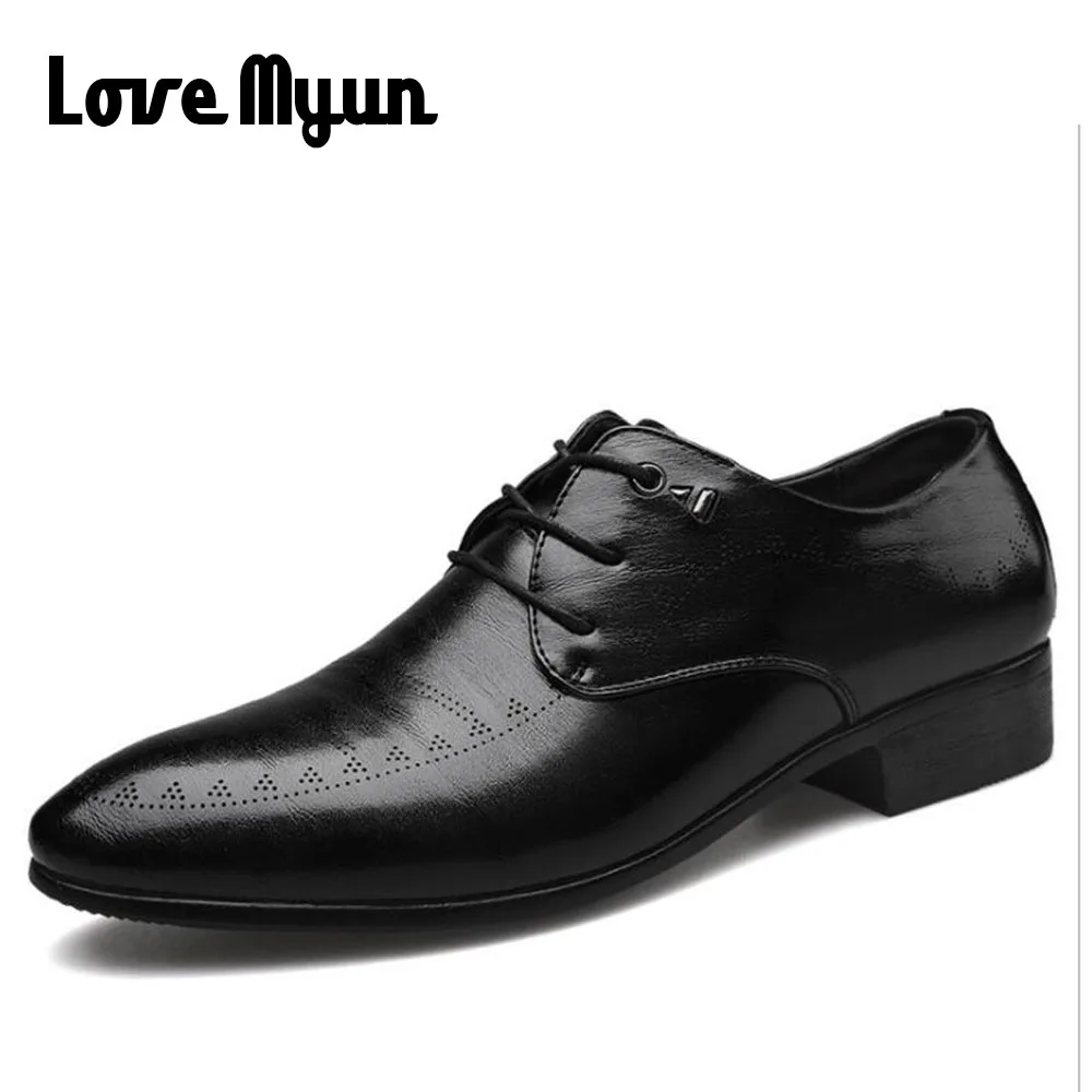

2019 Black Men wedding Dress Business Shoes Men Formal Shoes Pointed Toe Patent Leather Oxford A11-83Z