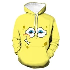 Толстовка с капюшоном для мужчин и женщин, свитшот с 3D принтом из мультфильма аниме и губки, детский Модный пуловер, весна