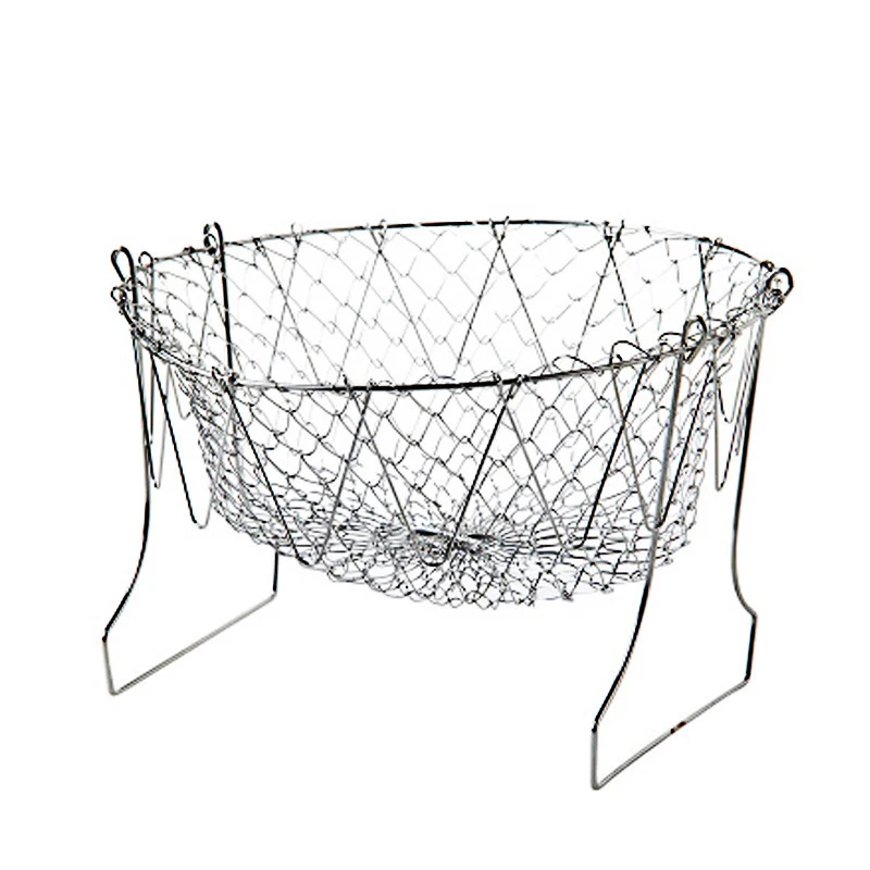 

Foldable Steam Rinse Strain Fry Oil Fry Chef Basket French Fries Mesh Strainer Net Vegetable Drain Basket Kitchen Cooking Tool
