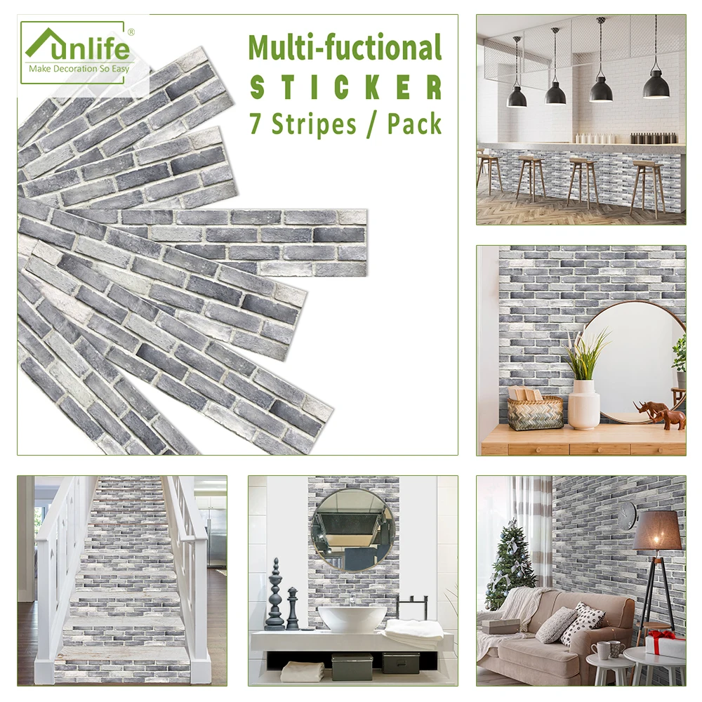 Funlife®21x100cmx7pcs GrungeClassic белый с серой кирпичной корка и Водонепроницаемый плитка для