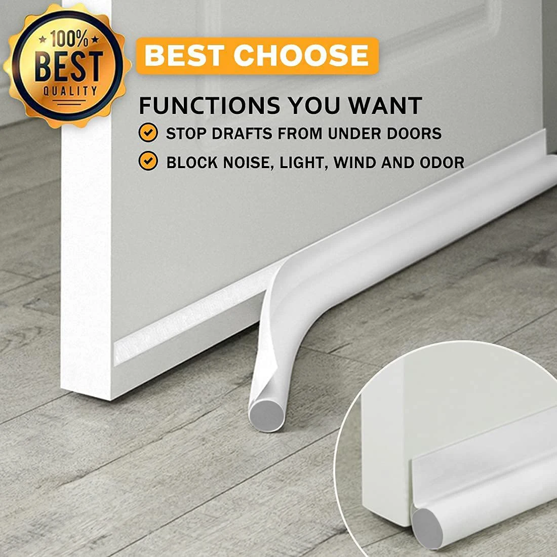 

Door Draft Stopper Door Bottom Gap Filler One Sided Under Door Breeze Blocker Weather Strip Cold Air Insulator Wind Seal Strip
