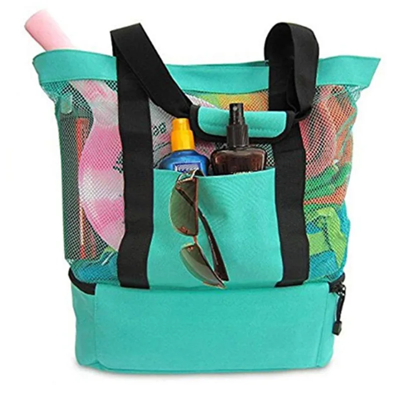 

Женская Сетчатая Сумка для пикника, сумка-тоут большого размера на молнии с отделением для холодильника, сумка для пляжа ALS88