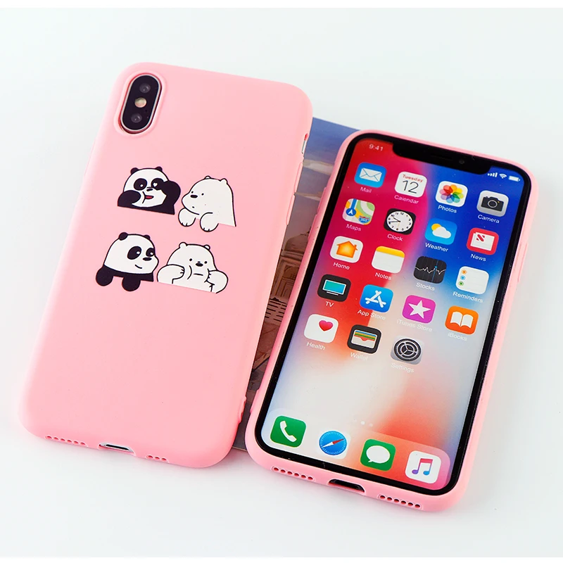 8630-pink Забавные чехлы для телефонов с пандой для iPhone X XS MAX XR 8 7 6 s Plus, мягкие силиконовые облегающие накладки на заднюю панель - Цвет: 8630-pink