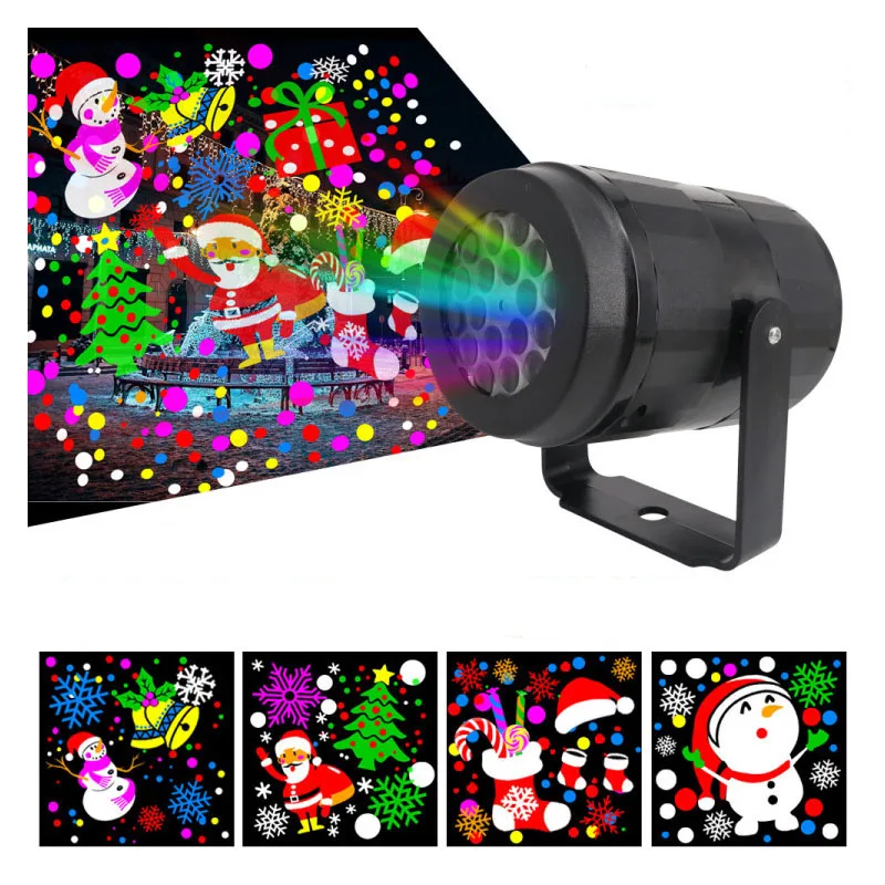 

Рождественский лазерный проектор с 16 узорами, уличный и комнатный сценисветильник светодиодный прожектор со снежинками, Лазерная лампа дл...