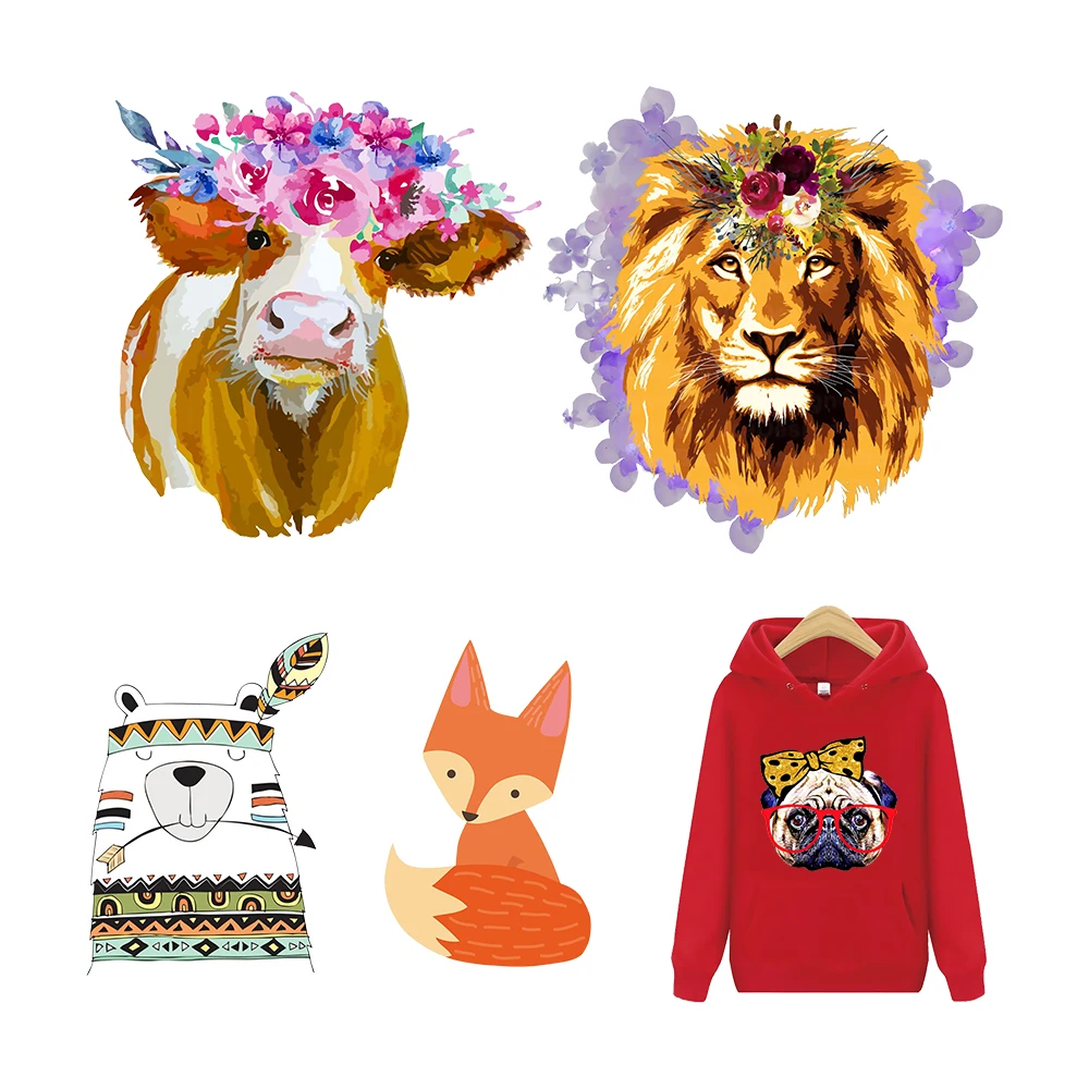 Термонаклейка сделай сам с изображением мультяшных животных нашивка для одежды