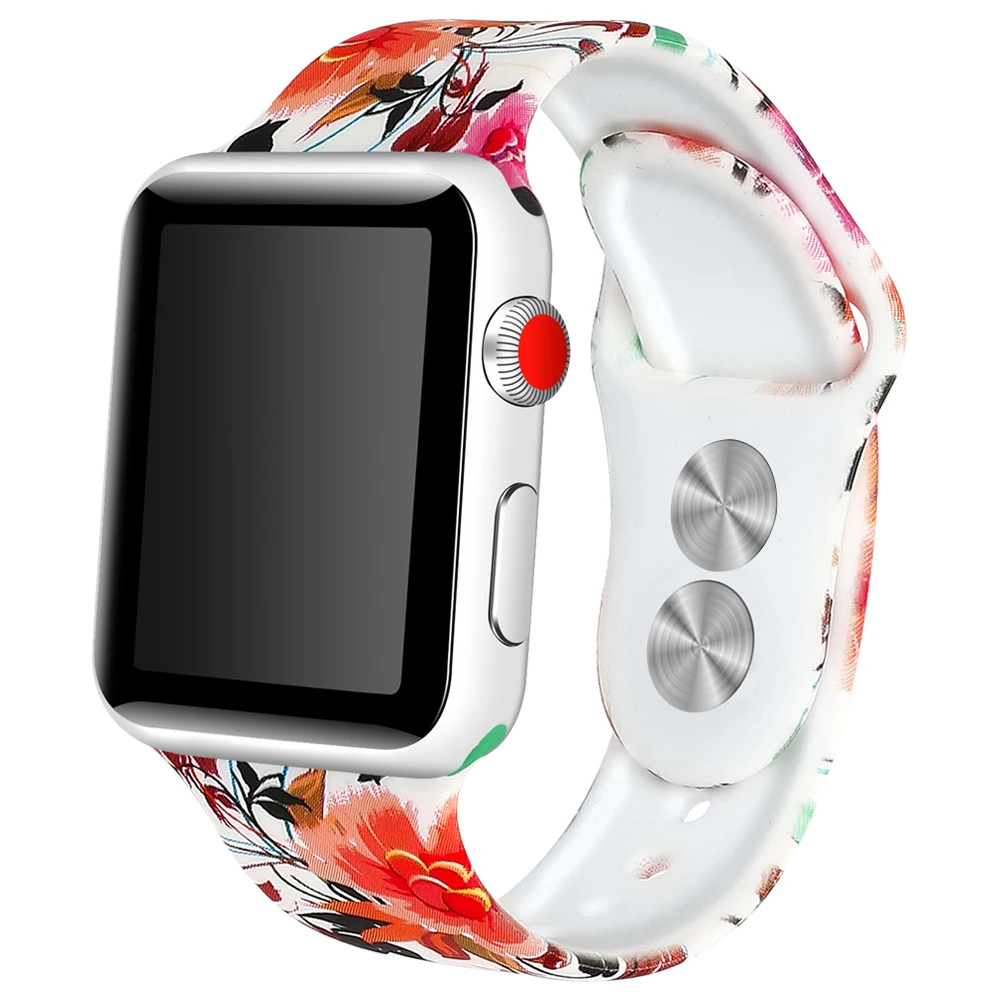 Joyozy с разноцветным рисунком; спортивный для наручных часов Apple Watch, ремешок 38 мм/40 мм/42 мм/44 мм сплошной цвет силиконовые для наручных часов Apple watch 5/4/3/2/1 ремешок