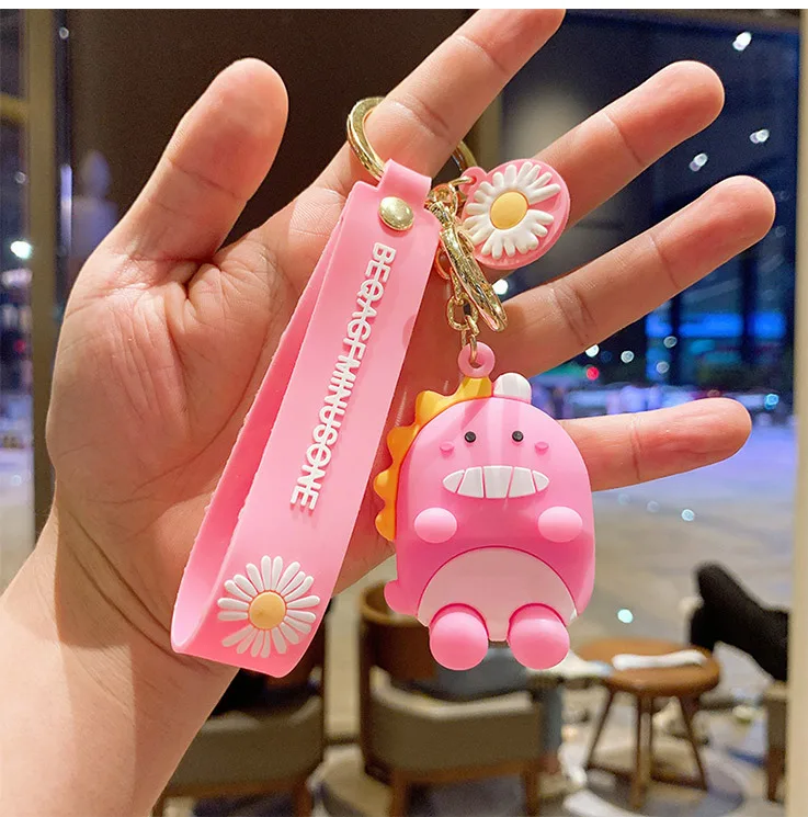 

Dinosaur Key Chain Mobile Phone Stents Key Ring Women Girl Men Kawaii Car Bag Keychain Fashion Keyring Animal Couples Child Gift