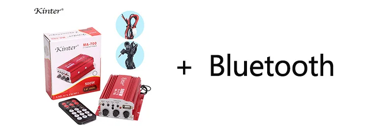 BT without adapter Kinter MA-700 мини аудио усилитель 2 канала USB AUX FM радио 12 В 3 А адаптер питания алюминиевый корпус красный в автомобиль домашний мотоцикл - Цвет: BT without adapter