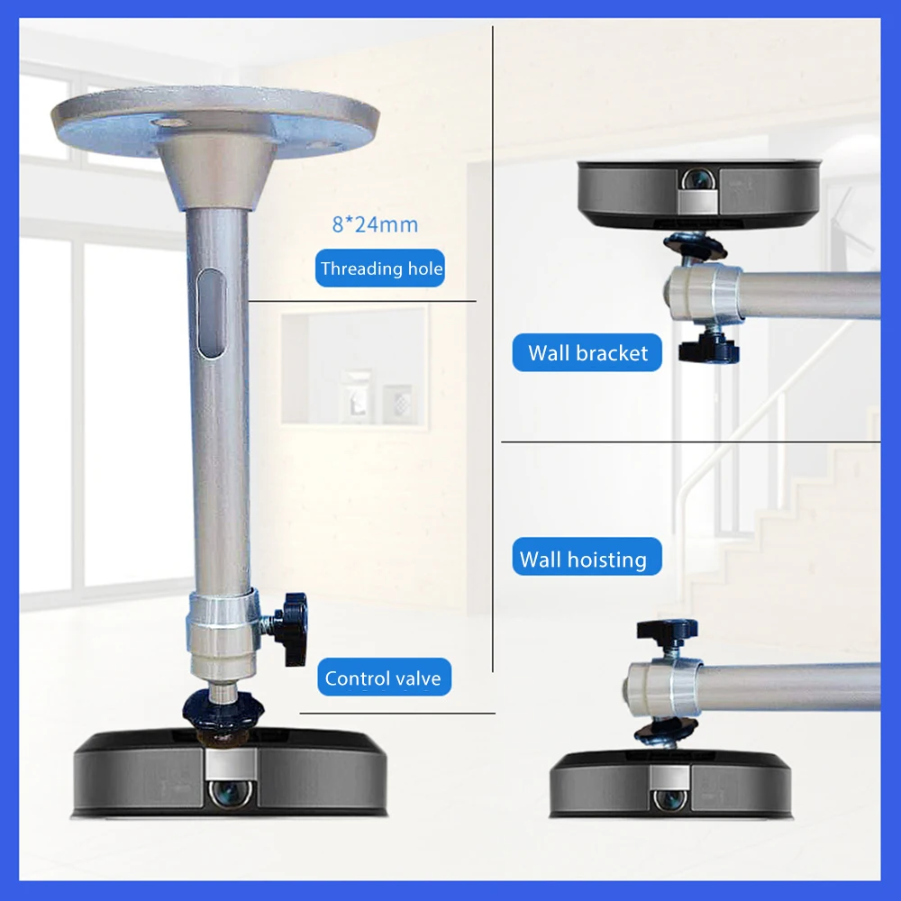 Aluminum Alloy Projector Ceiling Mount 360 Degrees Rotating Wall Mount Bracket Household Universal Projector Hanging Shelf