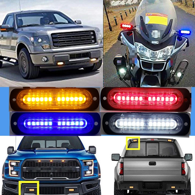 4 шт. 12 Светодиодный ультра тонкий автомобильный светильник для вспышки бар