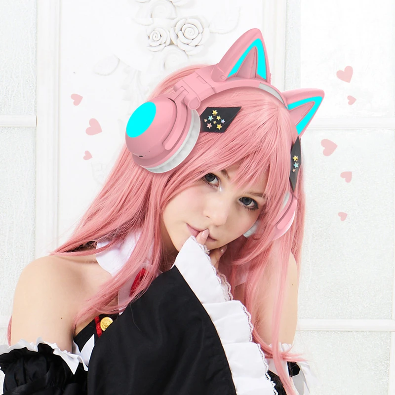 New Arrival RGB Cat Ear Wireless Headsets with Mic 7.1 Stereo Music Bluetooth 5.0 Headset Support Control Light Color Best gift |