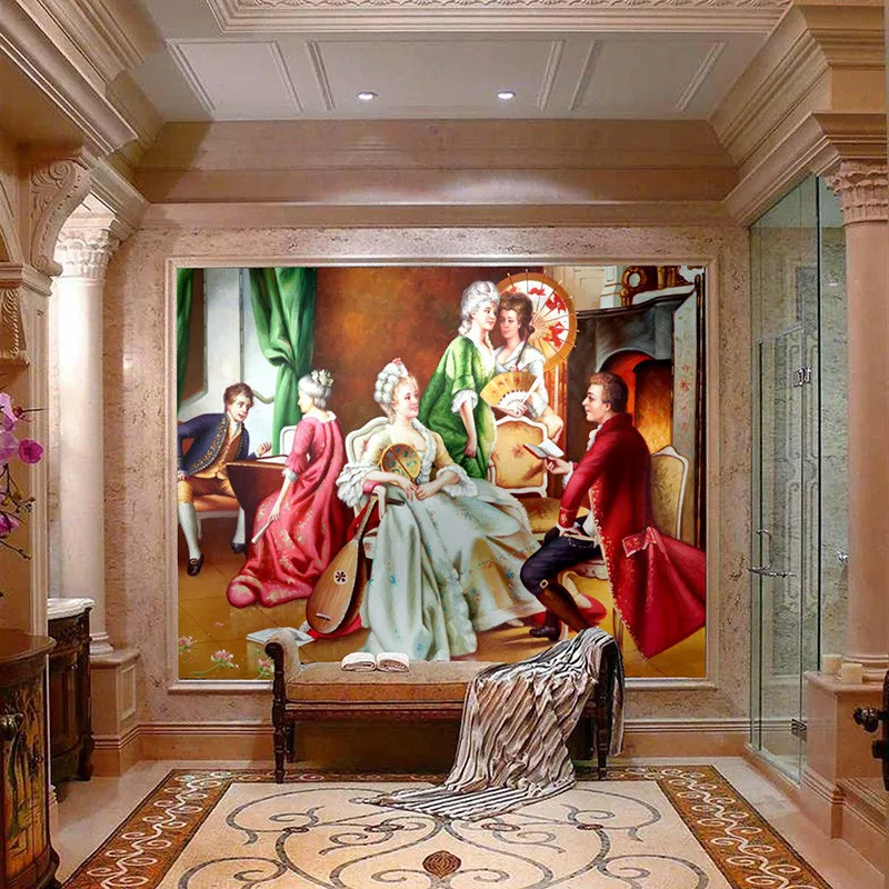 

Ben Yue Custom Size 3D Classic Art Oil Painting Home Decoration Background Exquisite Wallpaper Suitable for Living Room Bedroom