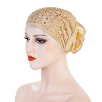 under scarf bonnet big flower volumizer scrunchie hijab caps for women rhinestones summer turban headwrap cap turbante mujer