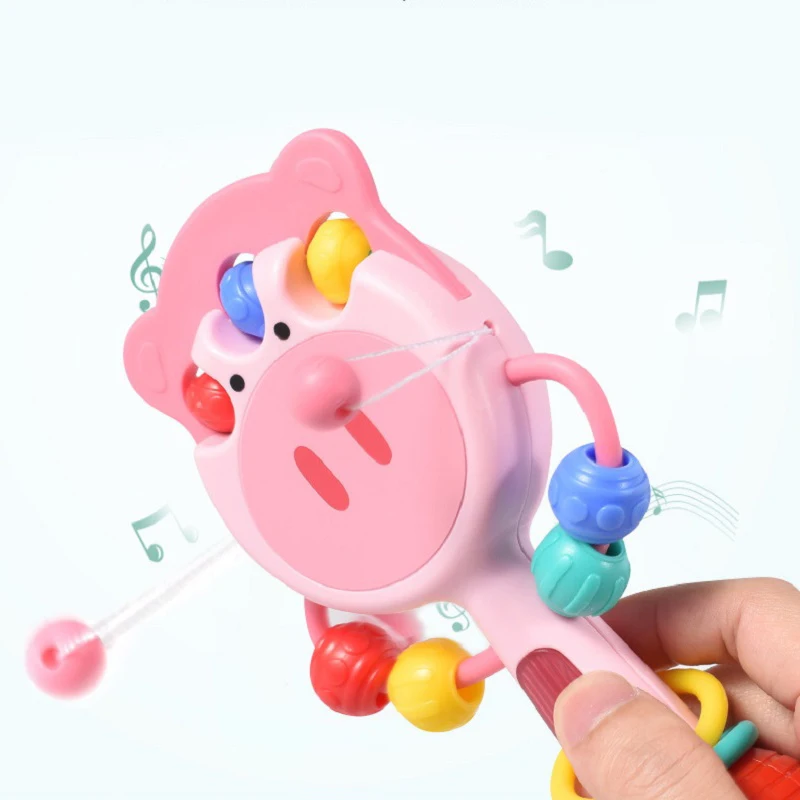 

Musical Rattle Toy Teether Toy Musical Hand Tambourine Sand Hammer Toy Mobile Rattle Soft Tooth Drum Rattle