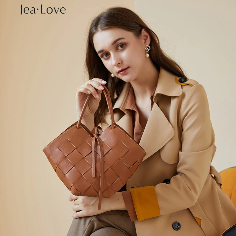 

Jea Love Portable Vegetable Basket New Original Handmade Cowhide Woven One-shoulder Messenger Female