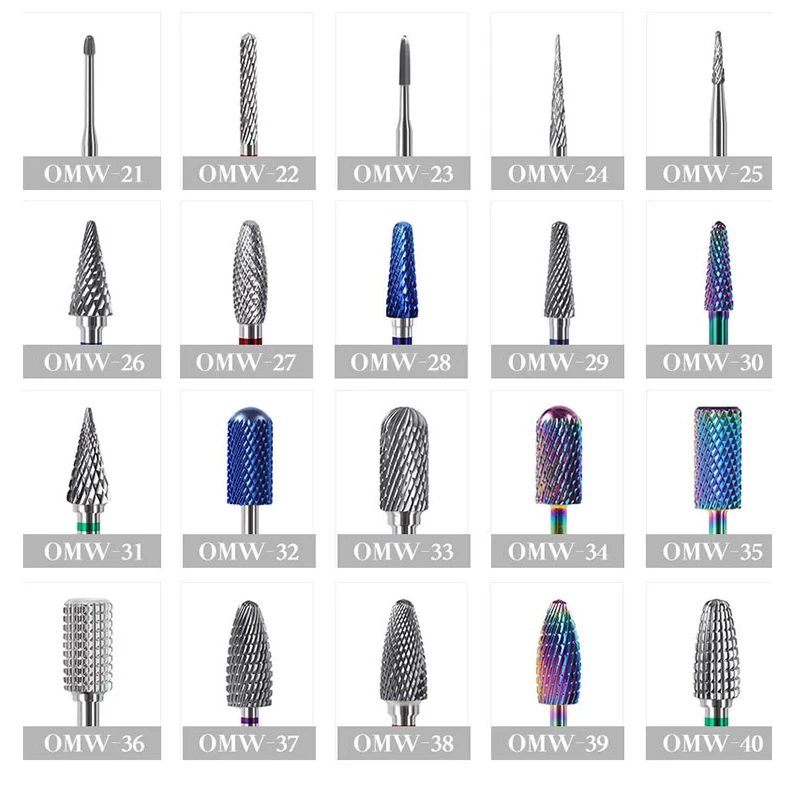 

Фрезы для ногтей вольфрамовые, карбидные, синие, радужные, 20 типов, электрические фрезы для ногтей, резак для маникюрной машинки, аксессуары ...