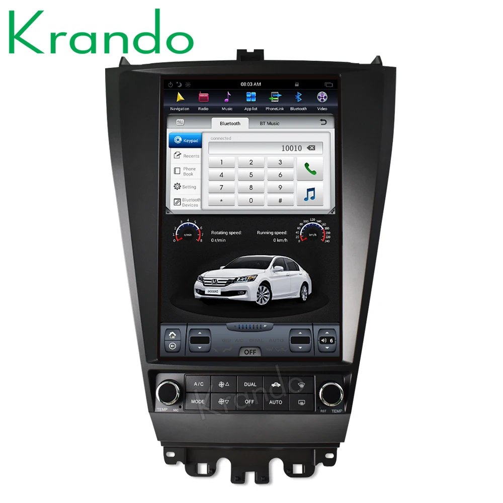 Krando Android 8,1 12," Tesla вертикальный экран Автомобильный Радио плеер для Honda accord 7 2003-2007 gps навигационная система