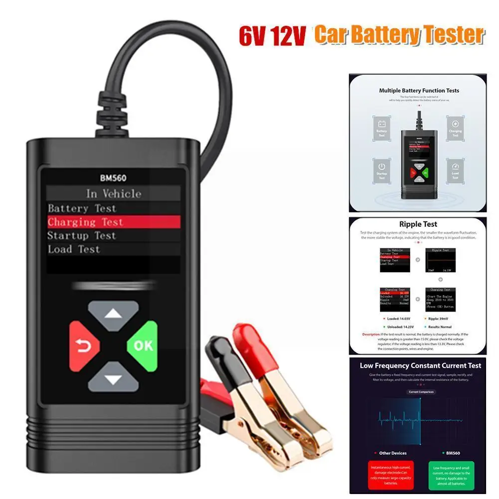 

Automobile Battery Analyzer 6V 12VCar Battery Tester Charging Battery Motor Analyzer Cranking Test 2-220AH 100-2000CCA Syst T4V8