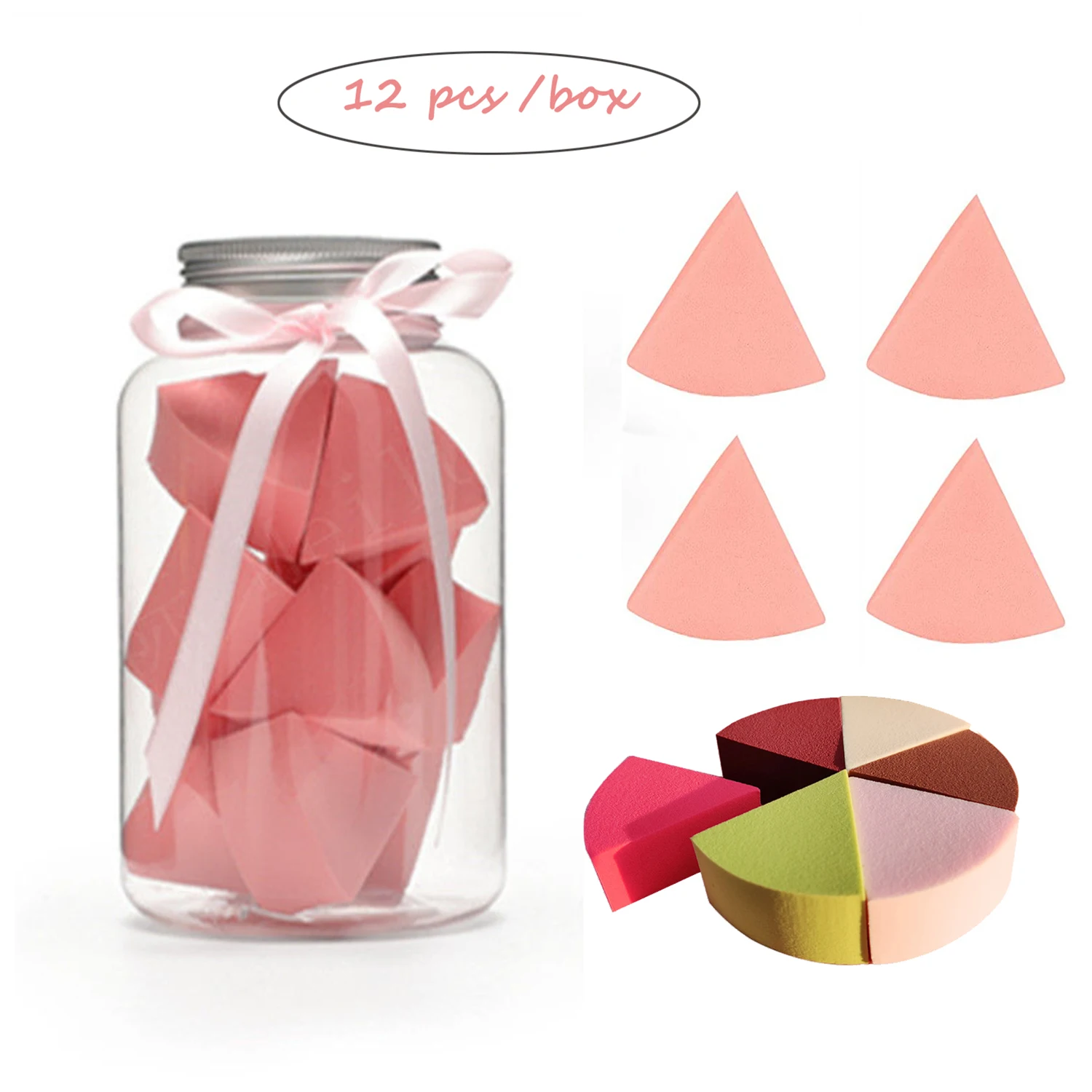 

12 Pcs/box Cosmetic Puff Beauty Women's Makeup Wedge Foundation Sponge Blender Make Up Accessories esponja maquillaje maquiage