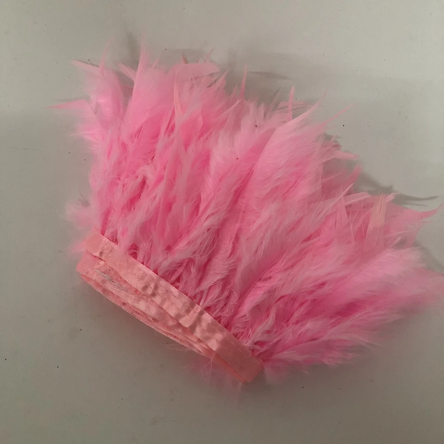 

10meter Fancy Pink Turkey feather Fringe Ribbon 10-15cm Width Dyed feathers for Party Costume Dress Decoration Accessory Crafts