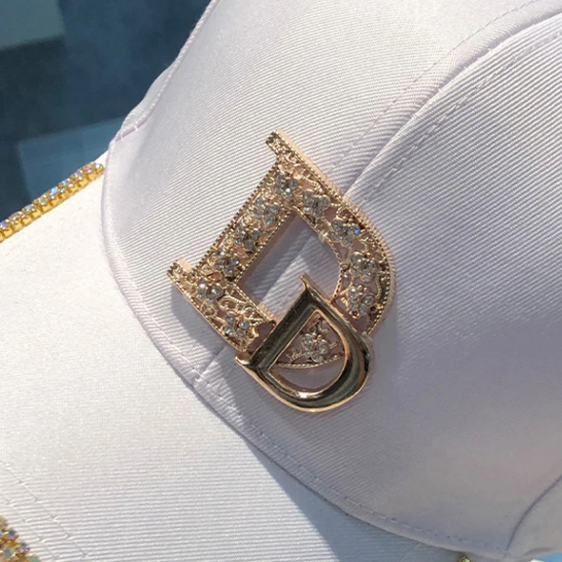2021 New Letter D Baseball Cap Women rhinestone trend cotton bling Cap snapback hip hop cap UV protection Hat Women's Cap