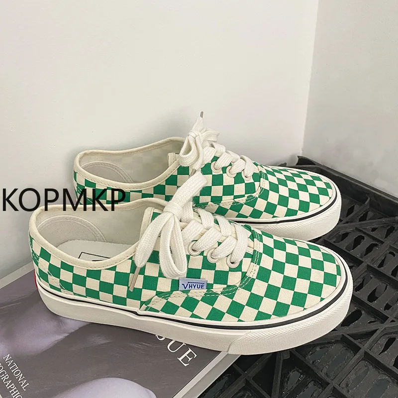 

Summer Classic Low-cut Canvas Shoes Plaid Vulcanized Sneakers Ladies Breathable Flat Casual Shoes