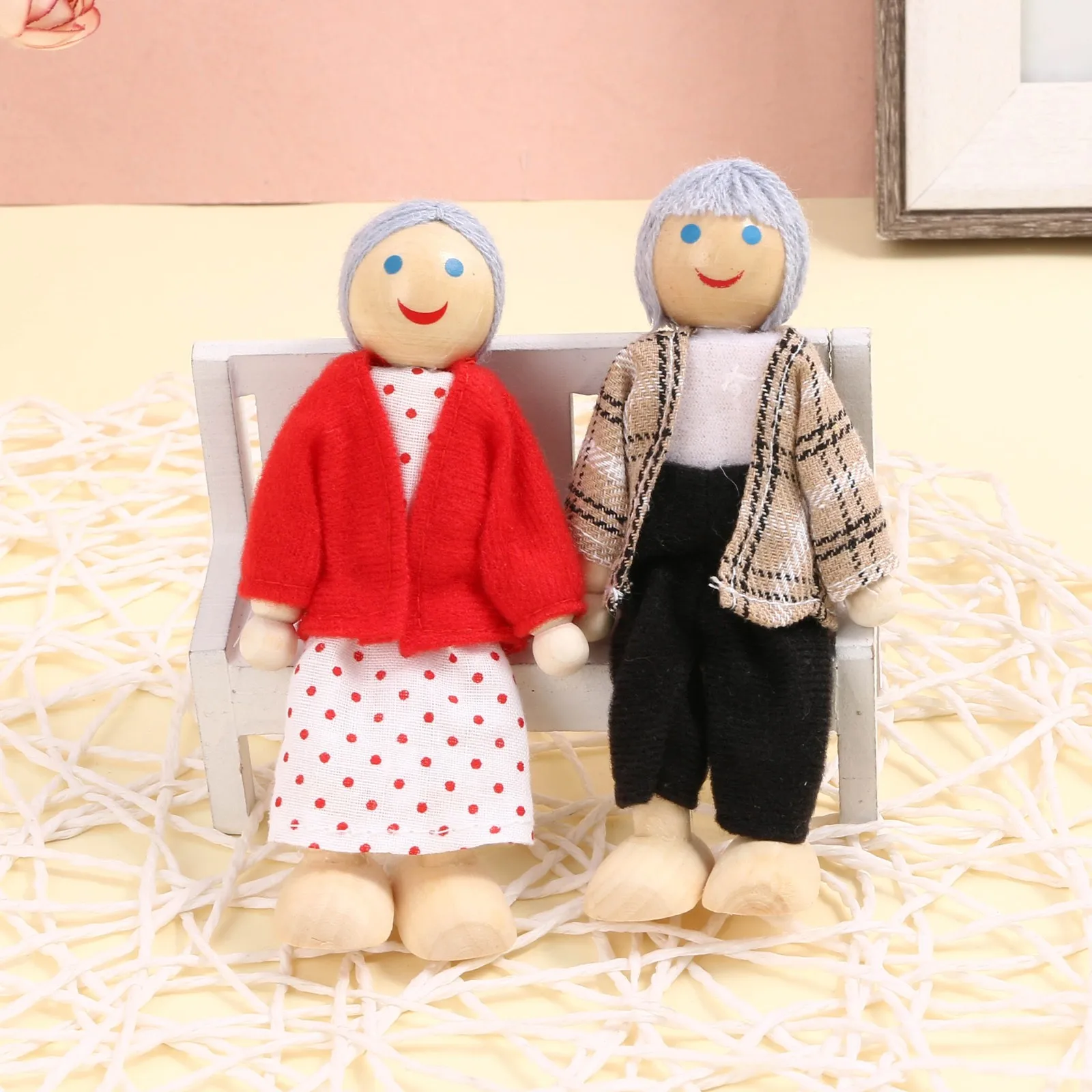 7 шт. деревянная мебель кукольный дом семейный набор из человек кукла игрушка для