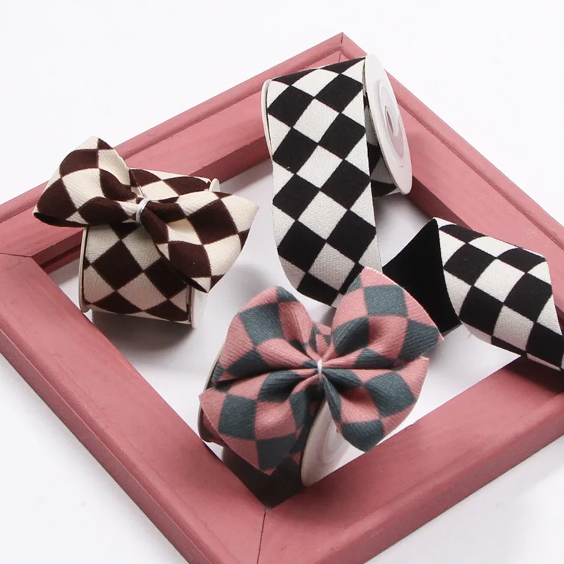 Клетчатая лента рулон бантов аксессуары для изготовления 40 мм 25 15 оптовая