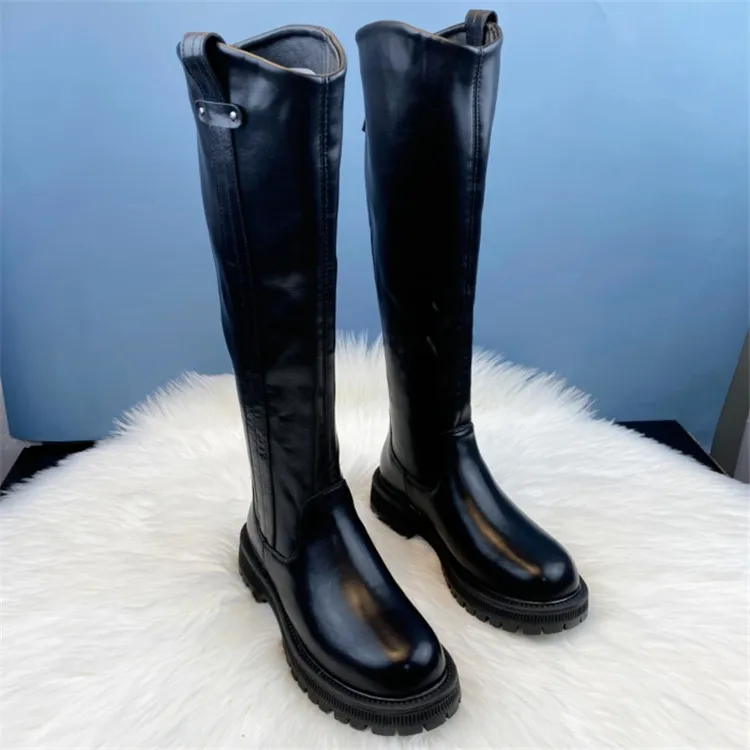 

Сапоги женские на шнуровке с круглым носком, брендовая привлекательная зимняя обувь на высоком каблуке, сапоги на платформе, модная обувь L