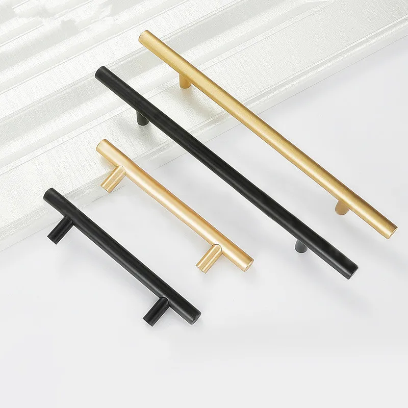 Матовый черный золотой прямой шкаф ручки Нержавеющая сталь матовый черного и золотого цвета Кухня дверные