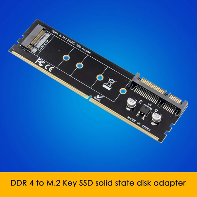 

DDR4 Memory Slot M.2 SSD to SATA Expansion Board DDR4 to M.2 NGFF SSD Adapter for PC Laptop