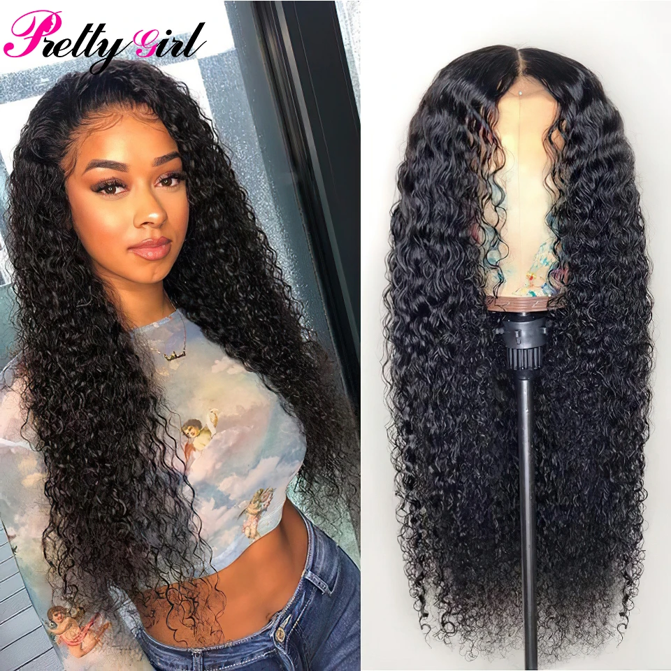 Brazilian Jerry Curly 4x4 Lace Closure Wig Deep Curly Long Remy Human Hair Wigs For Black Women Swiss Lace Pre Plucked Hairline