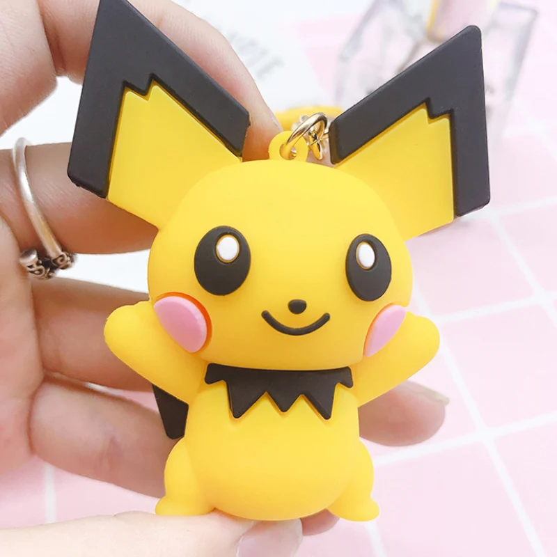 3D Аниме Фигурка Pokemon Go брелок милый Пикачу кольцо для ключей с игрушкой орнамент подвеска брелок для ключей детский брелок подарок