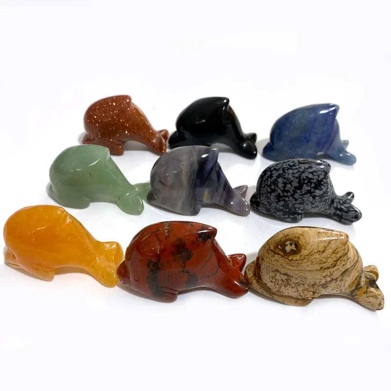 

Free Shipping Wholesale Natural Various Crystal Dolphins Shape Reiki Healing Figurine For Home Decoration Wicca Chakra Gift NXT