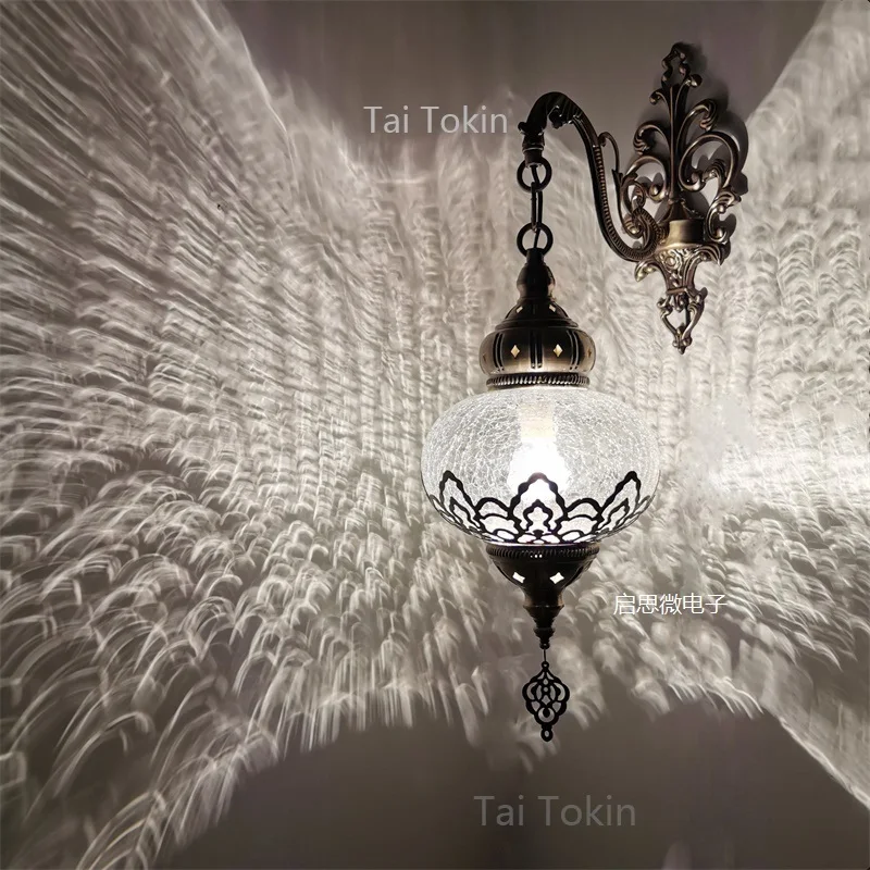 Newest Mediterranean style Art Deco Turkish ice-cracked Wall Lamp  Vintage Exotic Restaurant Hotel Bar Cafe Decoration
