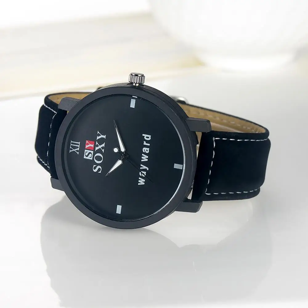 

Clearance Men Watch Fashion Stainless Steel Case Men Clock Sport Casual Leather Band Men Quartz Wristwatch Personality Romantic