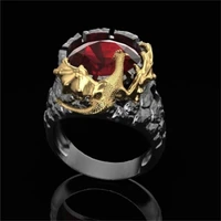 fashion rings for men personality dragon ring red zircon black mens ring punk jewelry wholesale