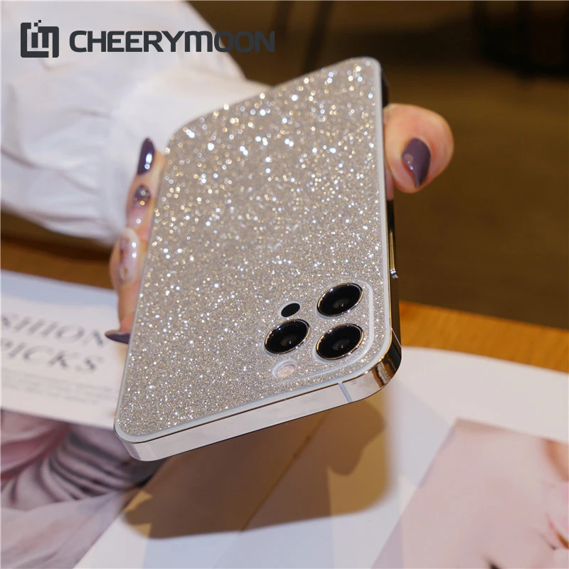 Dropshipping Luxury Glitter Bling Stickers For iPhone13 12 11 Pro Max Back For iPhone 7 8 13 Plus X XR XS MAX 12 Mini Body Film
