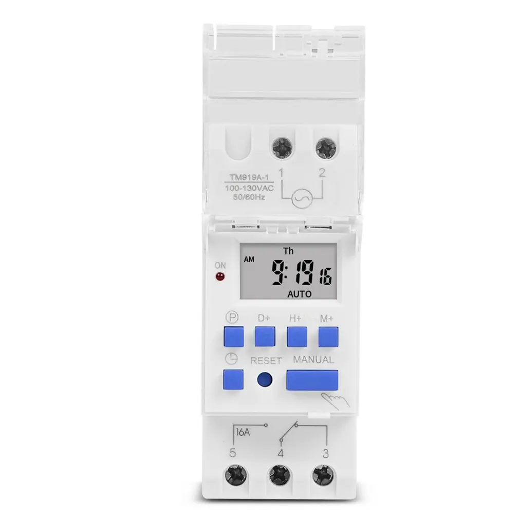 

Electronic Weekly 7 Days Programmable Digital Industrial Time Switch Relay Timer Control 16A Din Rail Mount
