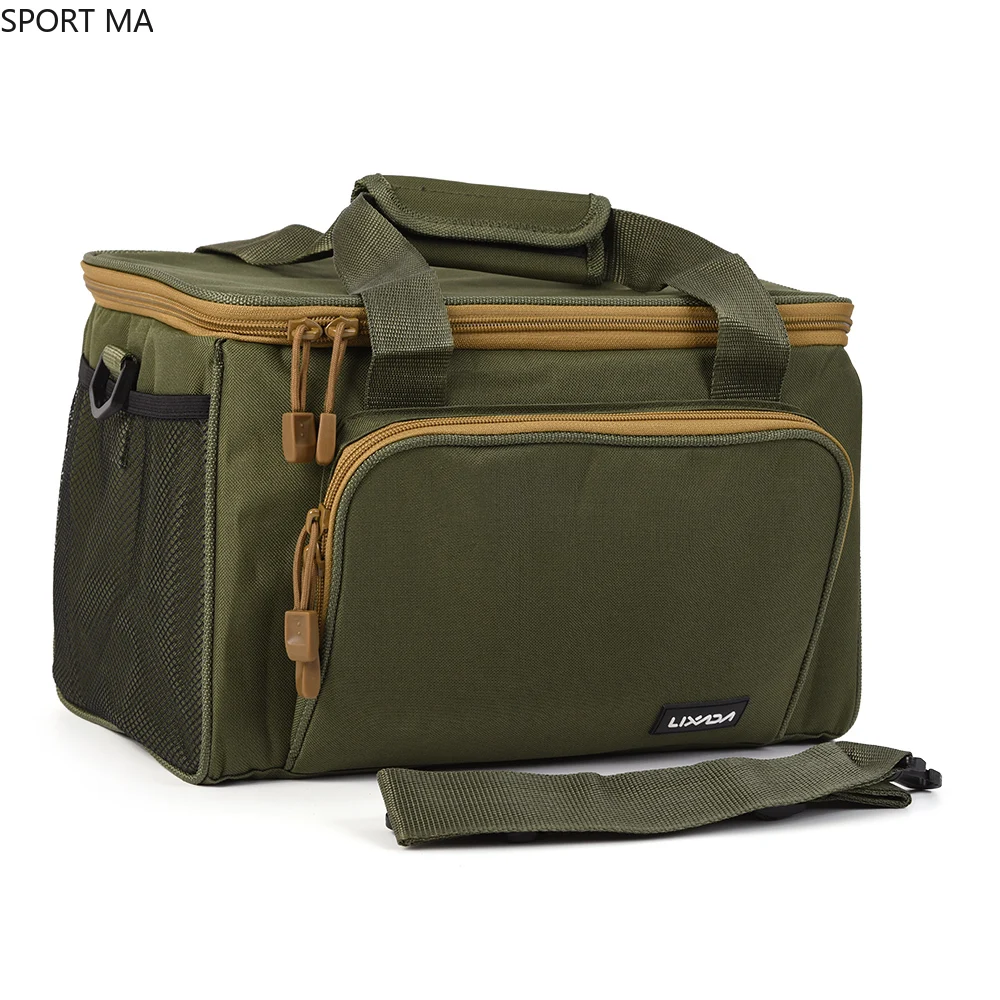 

Lixada Portable Multifunctional Canvas Fishing Shoulder Bag Pack Fishing Tackle Bag Fishing Lure Reel Bag Pouch Case for Rods