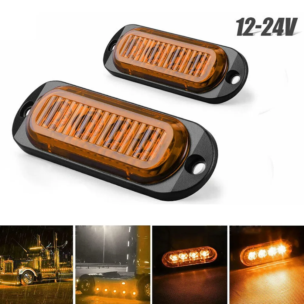 

2X Yellow LED Side Marker Clear Indicator Light Truck Trailer For All DC 12V-24V Trailers Trucks Caravans Waterproof Accessories