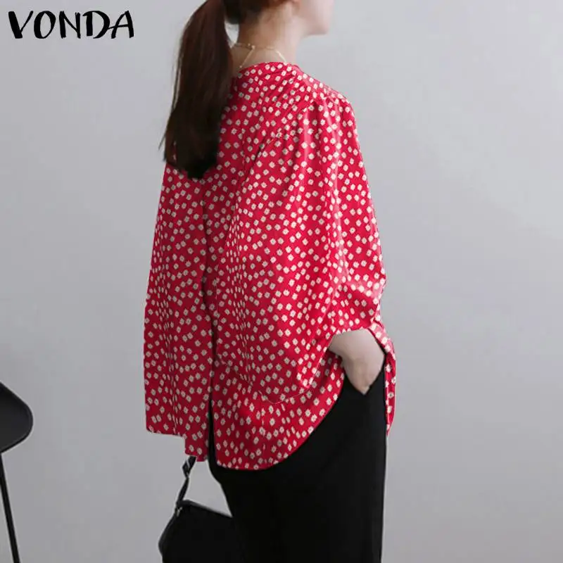 

Blouses Women Tops 2021 VONDA Casual O Neck Long Sleeve Vintage Printed Party Shirts VONDA Bohemian Party Blusas Elegant Tops
