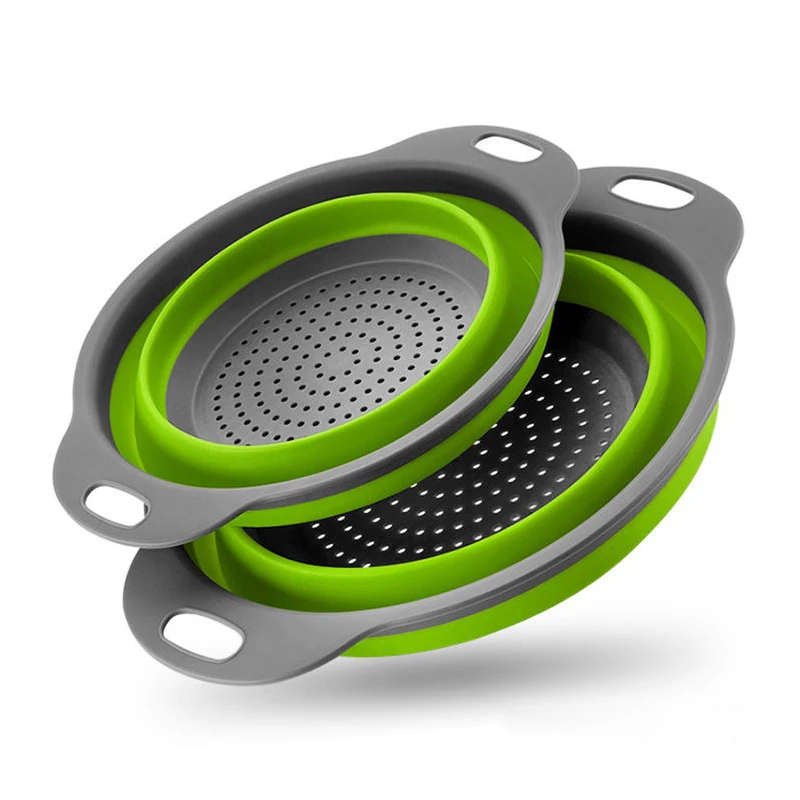 Складной силиконовый дуршлаг корзина для мытья фруктов и овощей складной ситечко с ручкой кухонные
