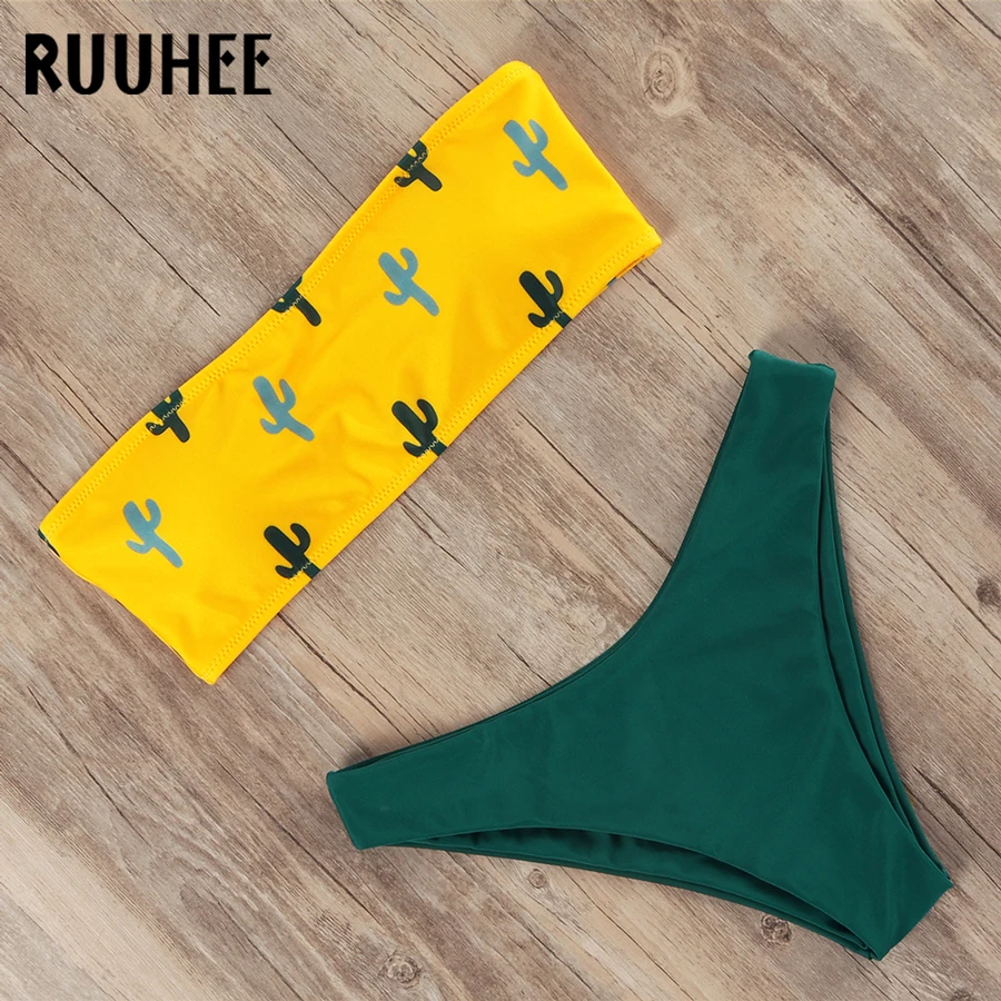 RUUHEE, черный купальник бикини, сексуальный купальник для женщин,, бандо, бразильский комплект бикини, купальный костюм, летний купальник, пляжная одежда
