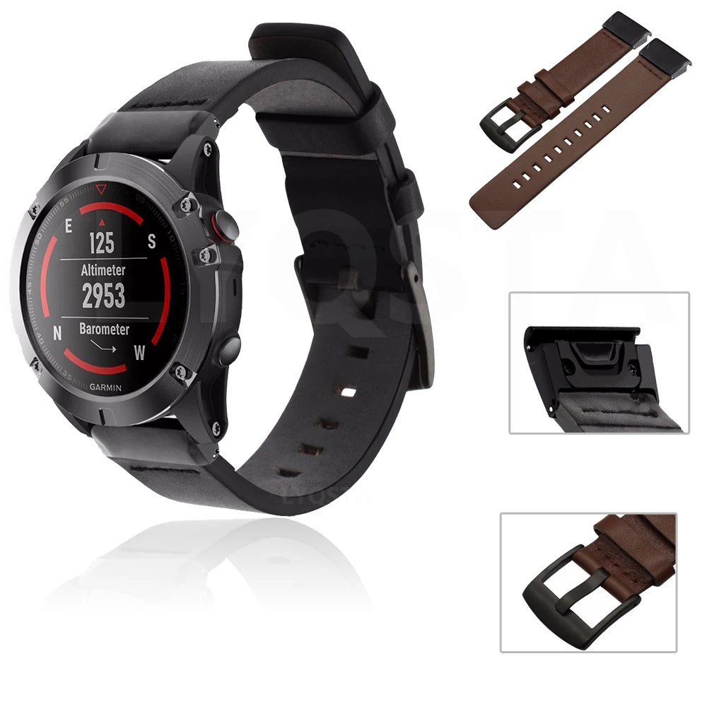 

Ремешок кожаный для наручных часов, быстросъемный браслет для Garmin Fenix 6X 6 6S Pro 5X 5 5S Plus 3HR Easyfit, 20 22 26 мм