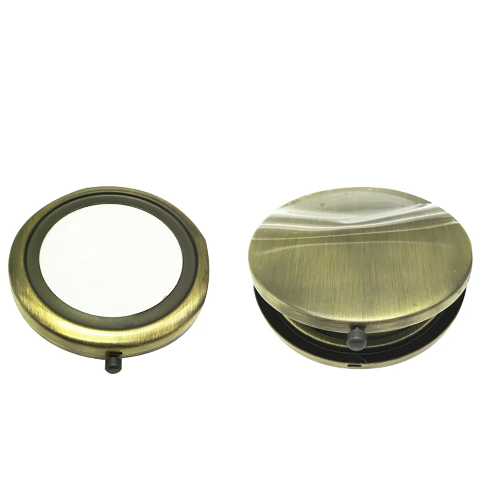 Портативное одноцветное металлическое круглое мини-зеркало для макияжа