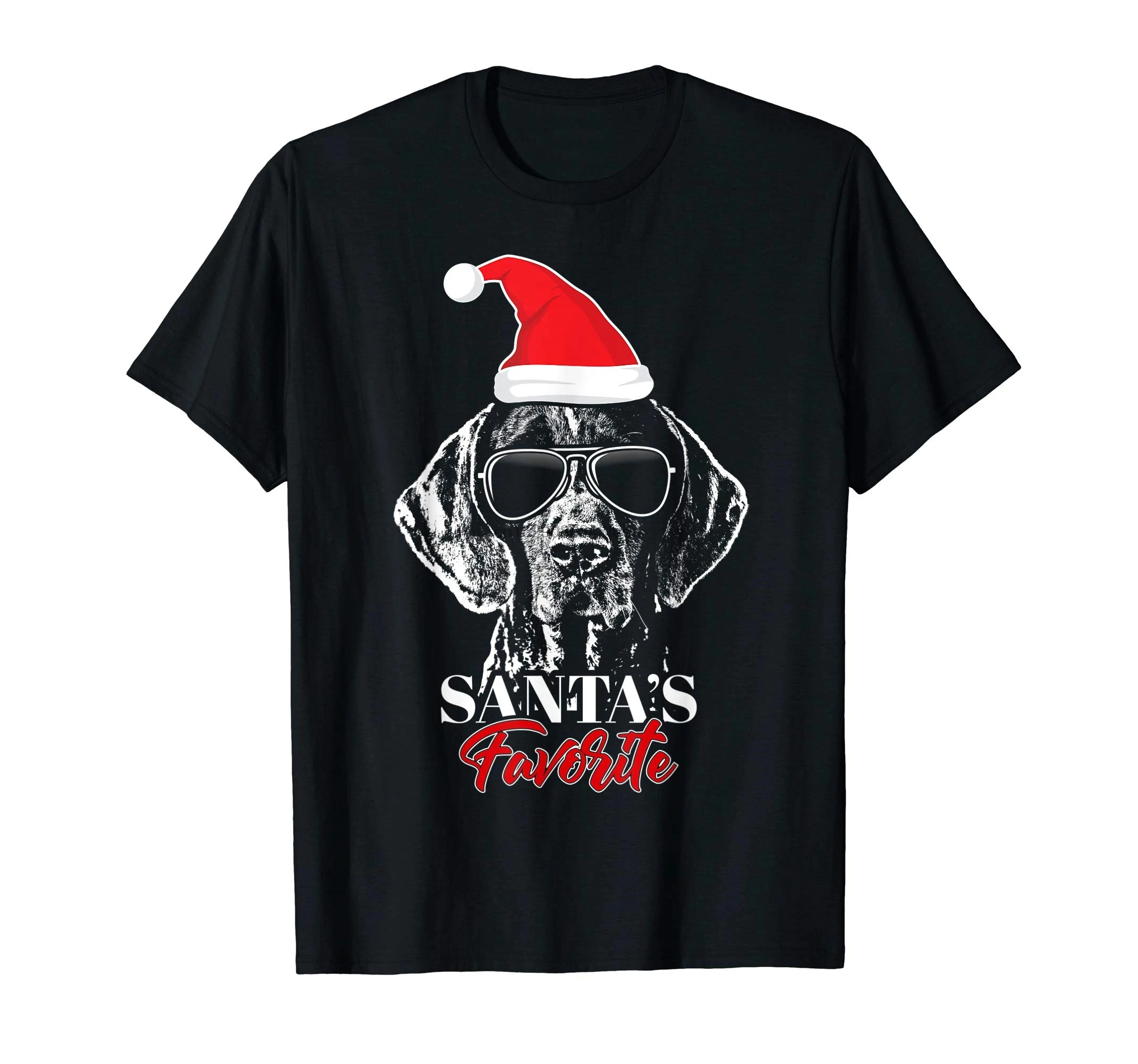 

German Shorthaired Pointer Santa's Favorite Christmas Shirt-Men's T-Shirt-Black