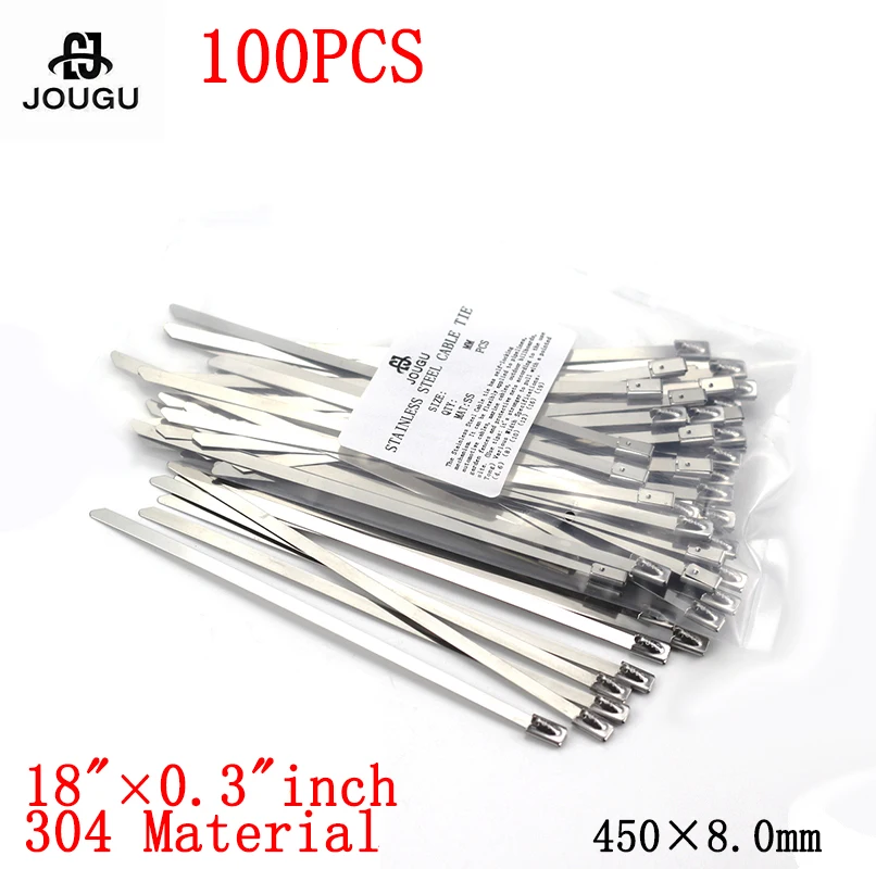 

Стяжка для кабеля из нержавеющей стали, 100 шт., 8x450 мм, 304 материал