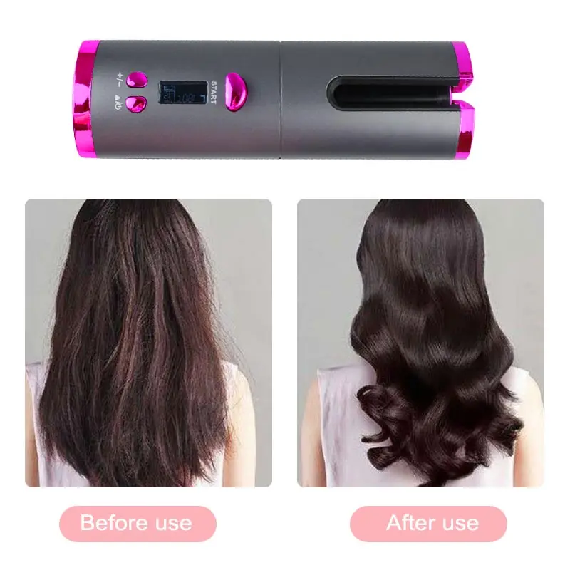 Полностью автоматическая беспроводная вращающаяся плойка с зарядкой от USB щипцы