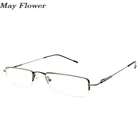 Очки для чтения May Flower, сверхсветильник кие, квадратные, металлические, сверхтонкие, пресбиопические, очки-половинки в оправе, мужские, винтажные очки